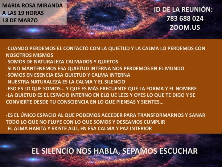 “EL SILENCIO NOS HABLA, SEPAMOS ESCUCHAR. ENCUENTROS ONLINE GRATUITOS