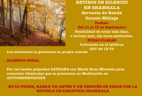 RETIROS DE SILENCIO: DEL 11 AL 13 DE SEPTIEMBRE 2020.