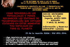 CONFERENCIA GRATUITA ONLINE: 10 DE OCTUBRE DE 2020. PRESENTACIÓN NUEVO TRABAJO.